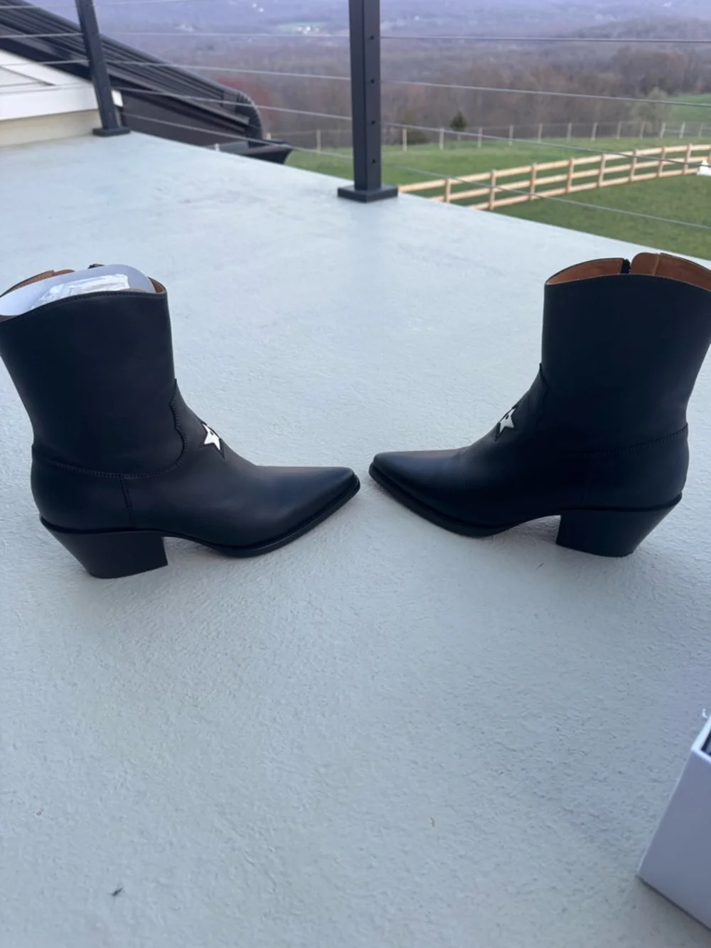 Dior Black Leather Western Ankle Boots with White Star - Picture 7 of 8